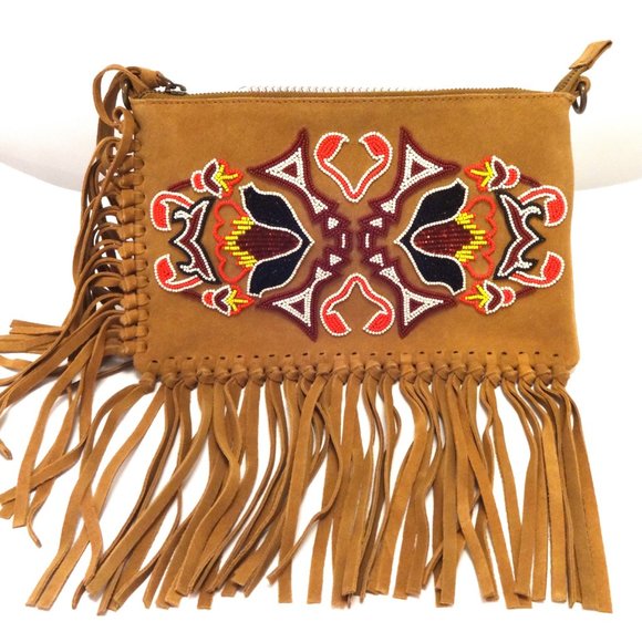 SUEDE FRINGE CLUTCH/CROSS BODY HANDBAG. - Picture 4 of 11